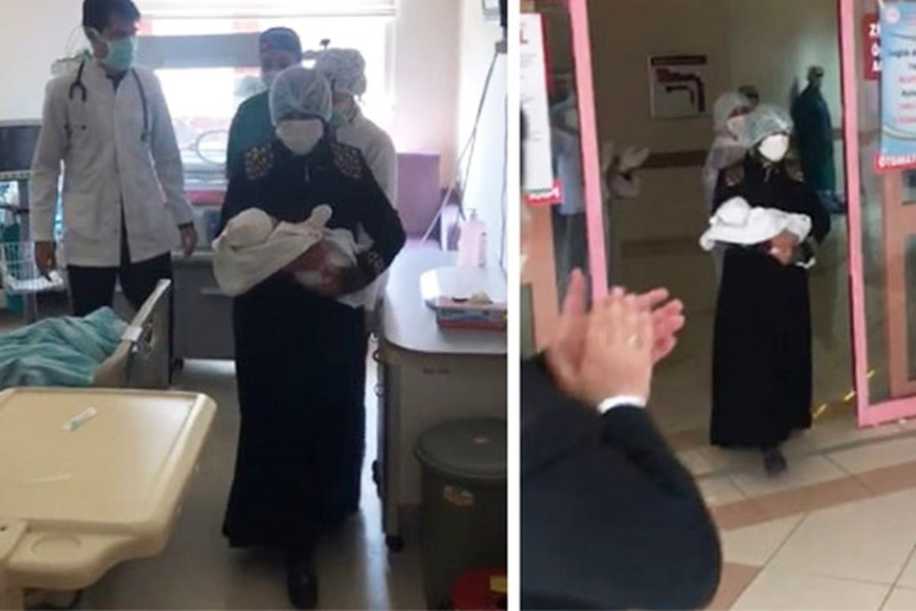 Bingöl’de Koronavirüsle Doğan Bebek Hastaneden Alkışlarla Taburcu Edildi!